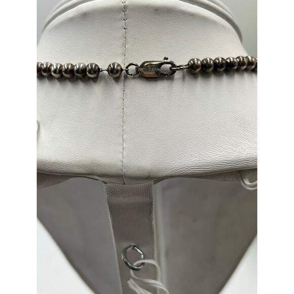 Dobbs Sterling Silver Vintage Ball and Lapis Lazuli 4-5mm Beaded Necklace 20” - Picture 7 of 12